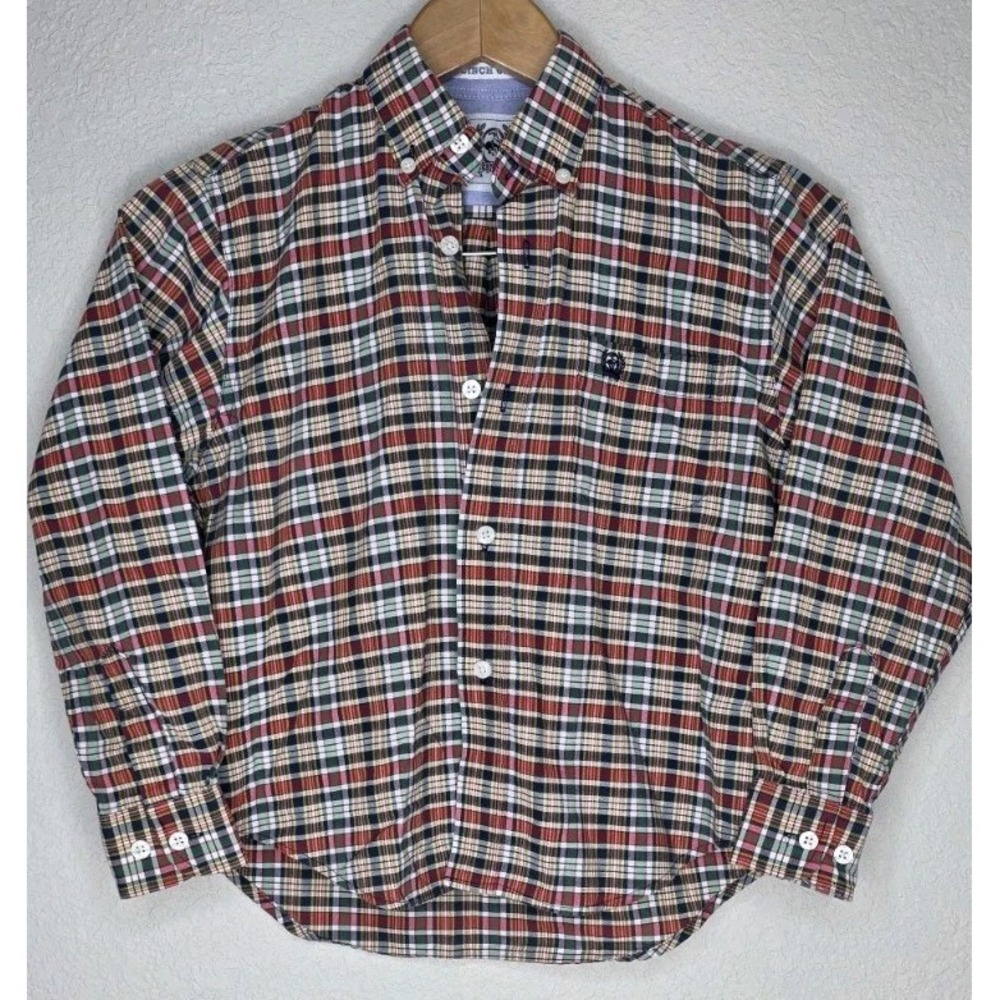 Cinch Youth Kids Boy M Plaid Button-Up Long Sleeve Cowboy Shirt Rodeo